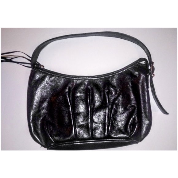 3/$24! BCBG Max Azria Black Leather Baguette Purse - Picture 1 of 4
